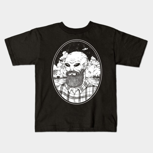 Bearded alien Kids T-Shirt by popcornpunk